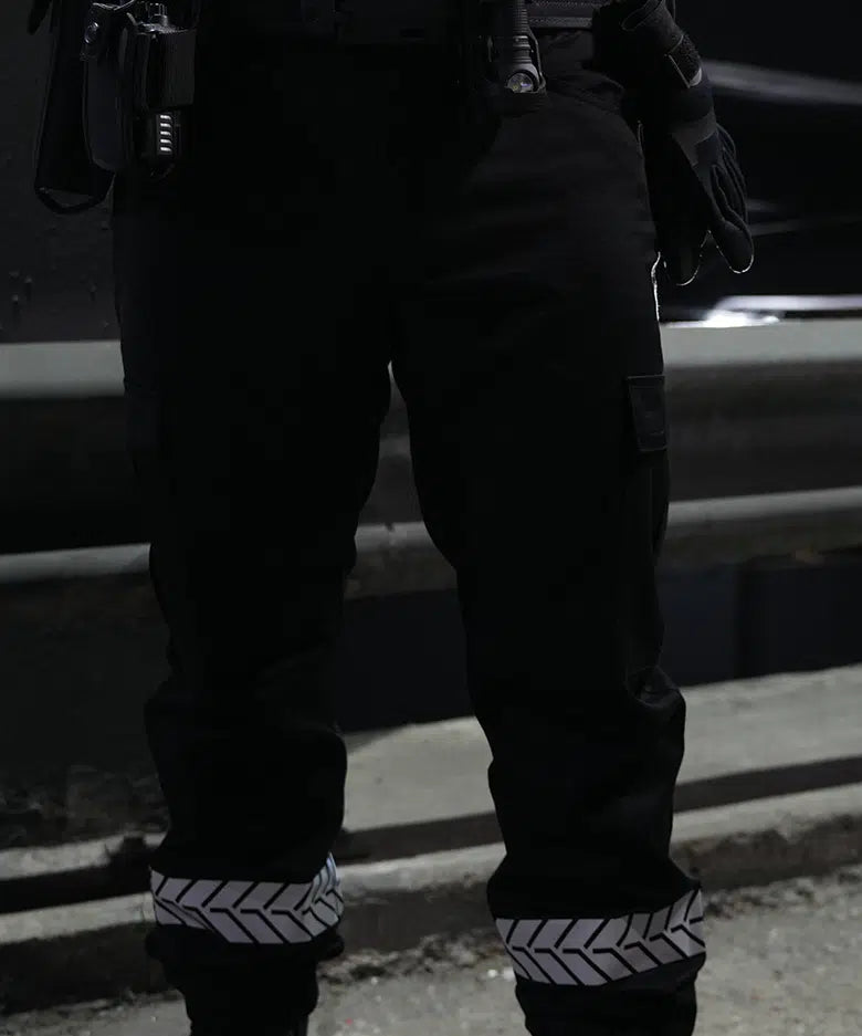 Pantalon avec Bande HV / Sécurité Privée / SSIAP / Sécurité incendie / Noir et Bleu Marine. GK PRO.