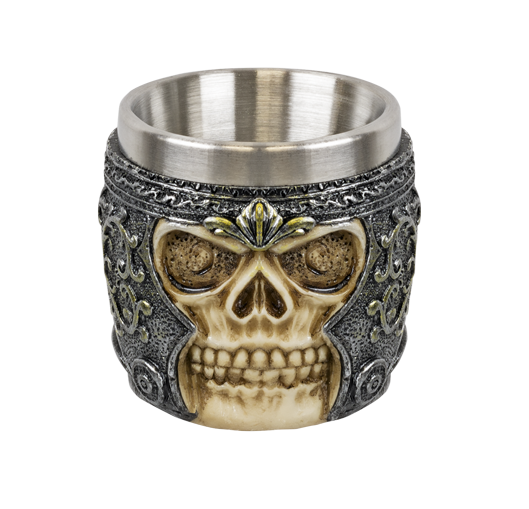 Figurine résine / Verre à shooter / Tête de mort / Décoration. TOLE10 IMPERIAL.