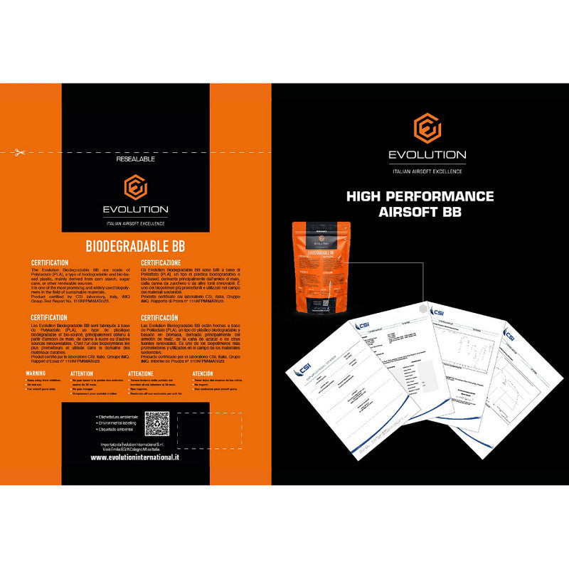 Billes / Airsoft / BB'S / 0.28 grammes / Bio dégradable. EVOLUTION.