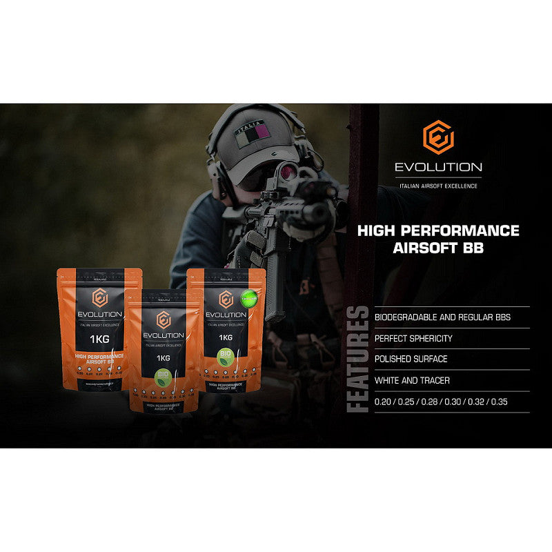 Bille / Airsoft / Traçantes / BB'S /  1kg / 0.25 grammes. EVOLUTION.