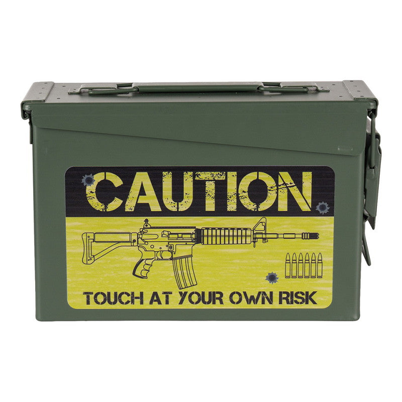 Boite à munitions / Caisse / "Caution Risk" / Cal 30mm / Vert Olive. FOSCO.