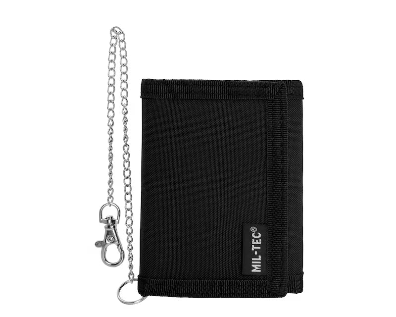 Porte feuille avec chaine / Porte monnaie / Noir. MILTEC.
