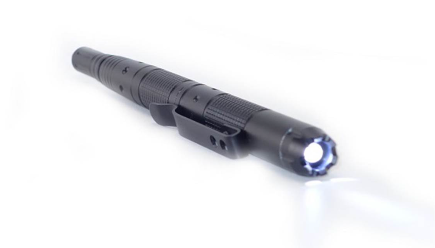 Stylo Tactique de Défense avec Lampe et Brise-Vitre. DM DIFFUSION.