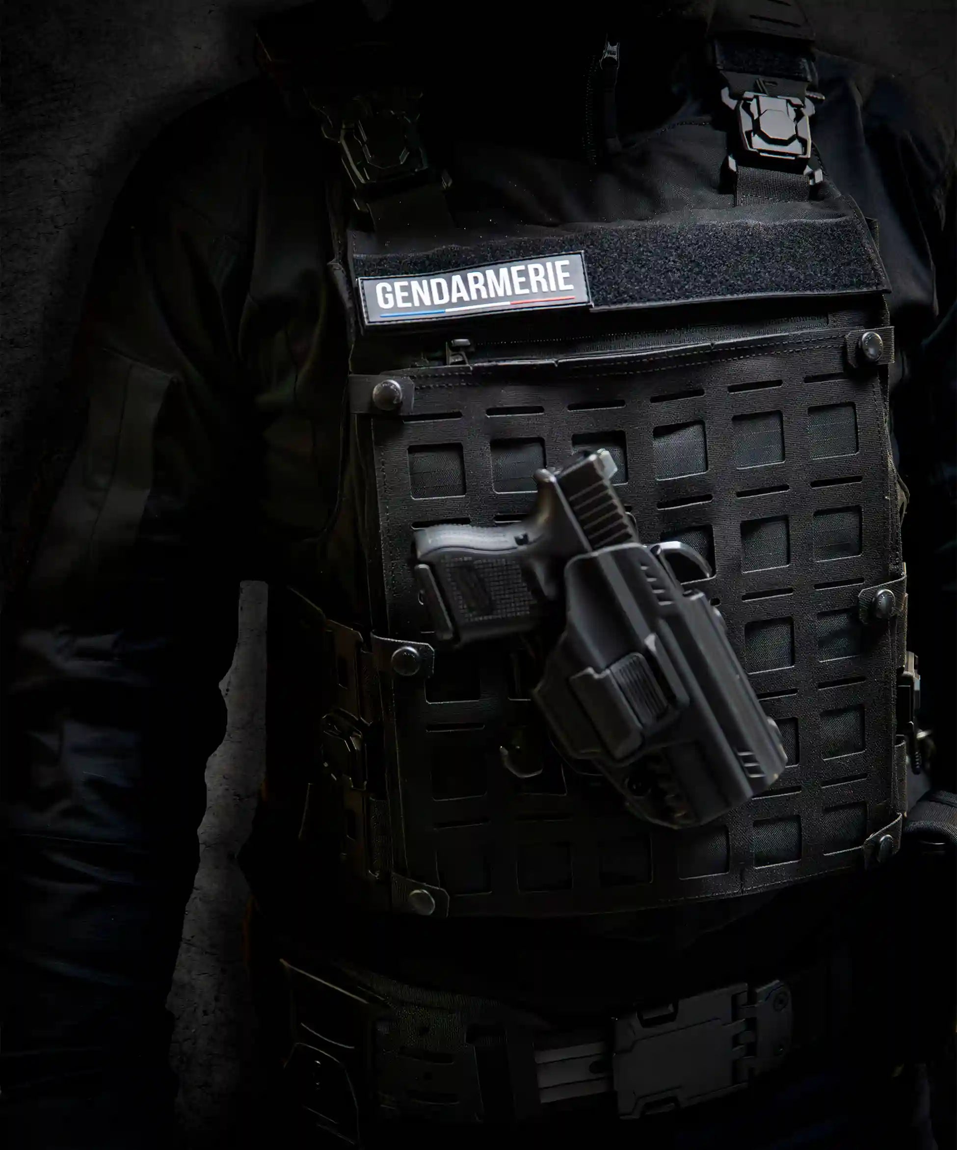 Porte Plaques / Housse Tactique 4 en 1 FDO / Gilet tactique / Gendarmerie / Sécurité Privée / Noir. GK PRO.