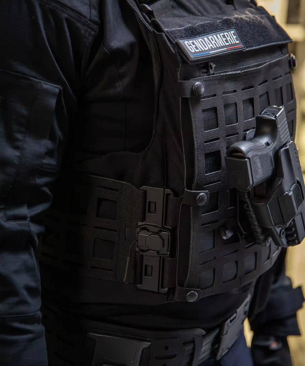 Porte Plaques / Housse Tactique 4 en 1 FDO / Gilet tactique / Gendarmerie / Sécurité Privée / Noir. GK PRO.