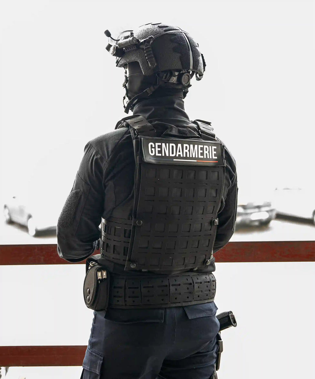 Porte Plaques / Housse Tactique 4 en 1 FDO / Gilet tactique / Gendarmerie / Sécurité Privée / Noir. GK PRO.