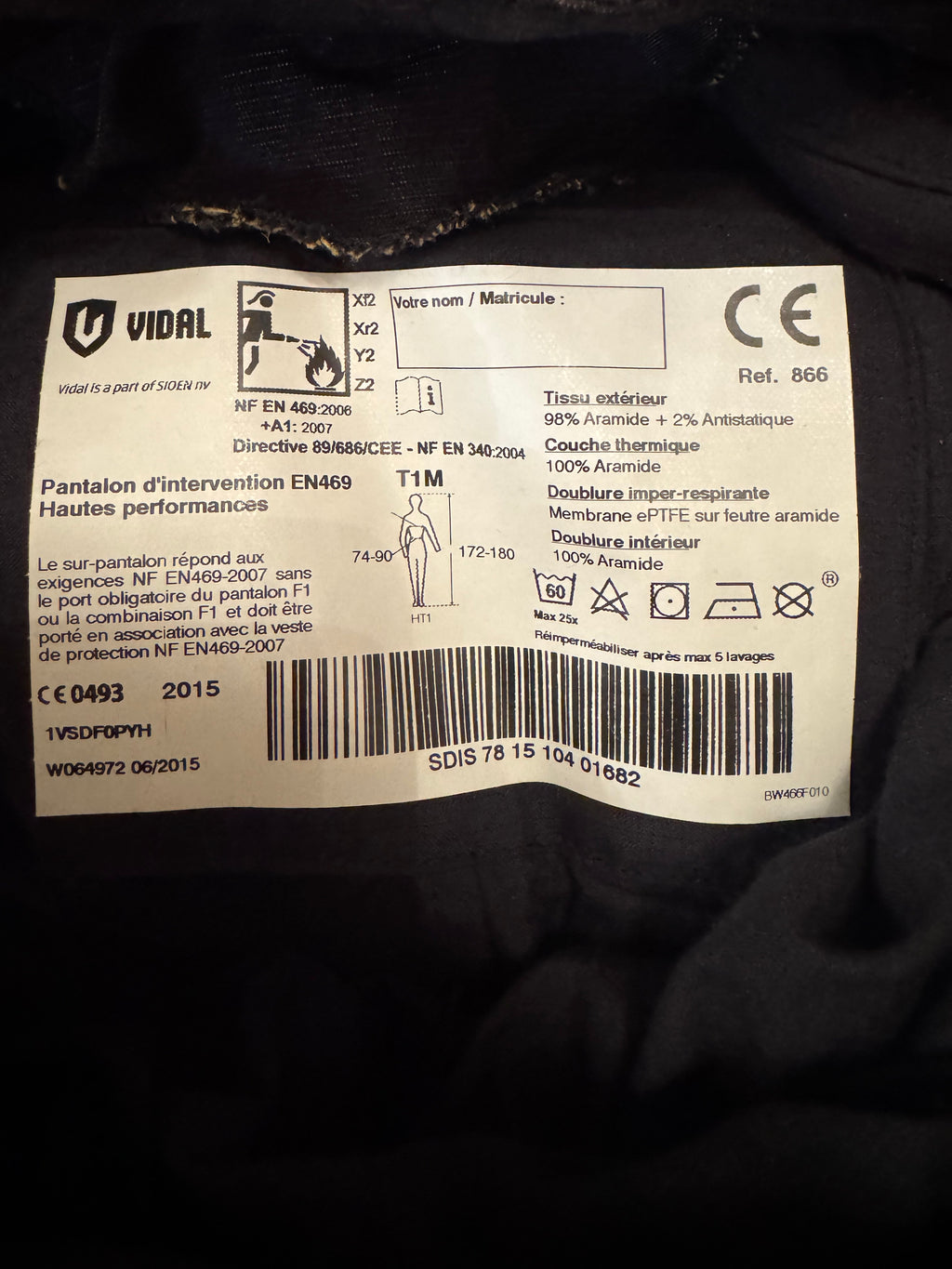 Tenue de feu pour sapeurs-pompiers: veste + pantalon / Original / Anti feu.