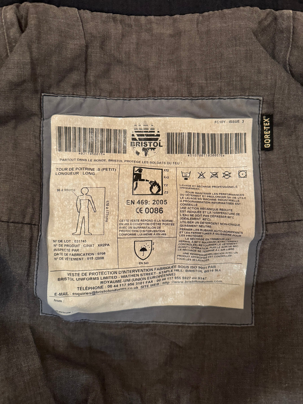 Tenue de feu pour sapeurs-pompiers: veste + pantalon / Original / Anti feu.