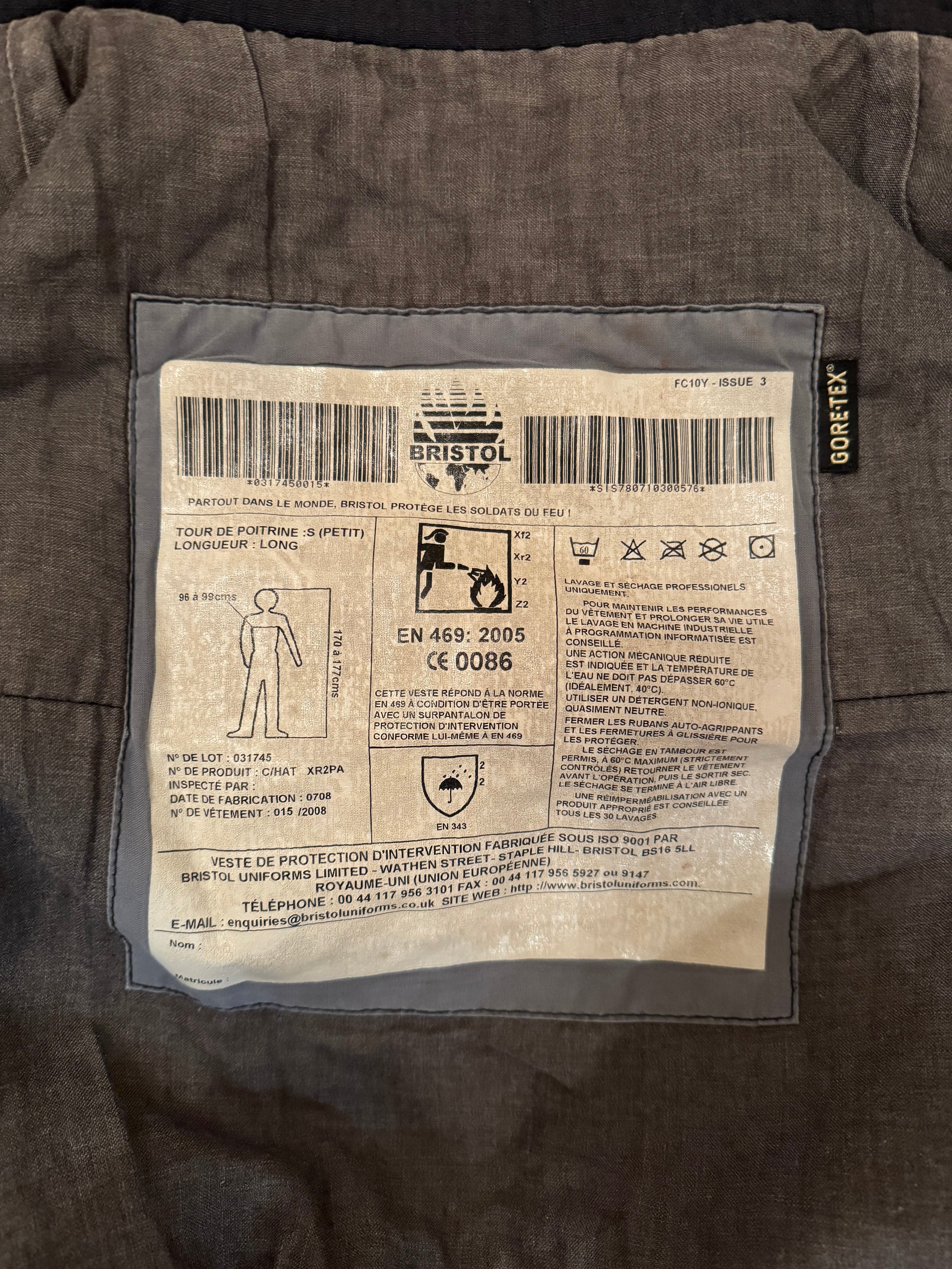 Tenue de feu pour sapeurs-pompiers: veste + pantalon / Original / Anti feu.