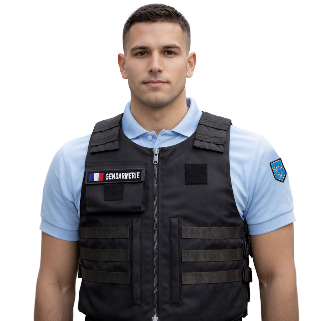Bande réfléchissante Basse visibilité / PVC. Bandeau d'identification Gendarmerie drapeau français