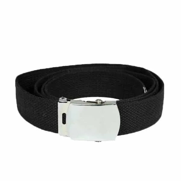 Ceinture US Toile noire boucle argent. DCA OPEX.