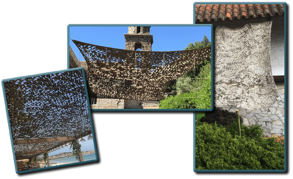 Filet de camouflage renforcé cordé / 80% d'ombrage / Voile d'ombrage / 300 Deniers / Blanc. BARTAVEL.