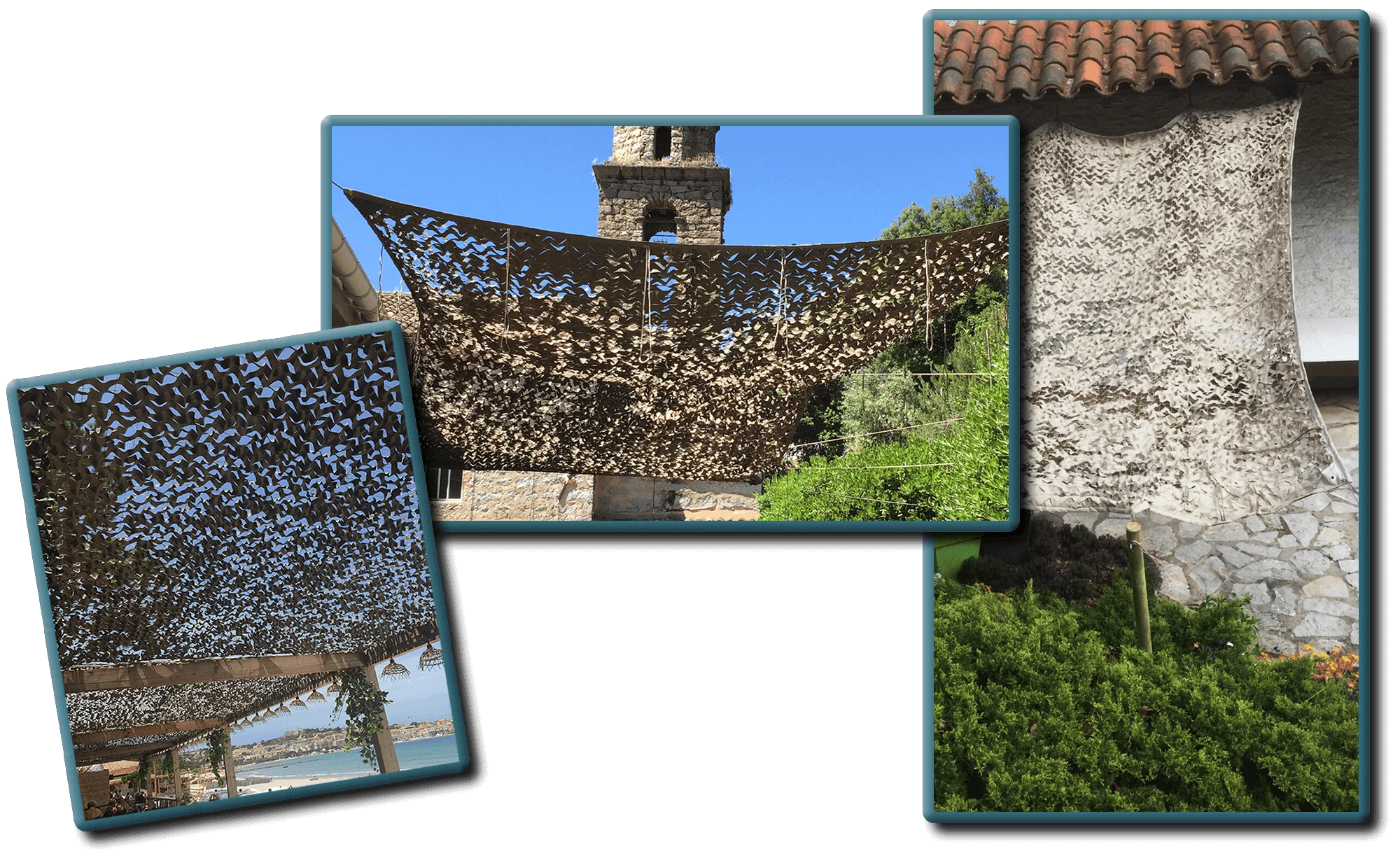 Filet de camouflage renforcé cordé / 80% d'ombrage / Voile d'ombrage / 300 Deniers / Blanc. BARTAVEL.