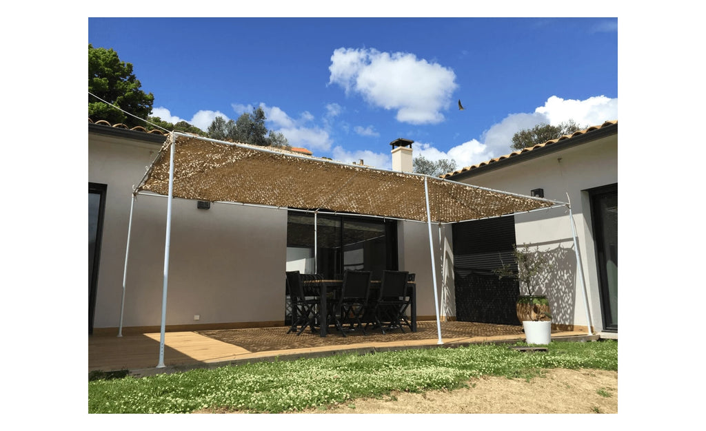 Filet de camouflage renforcé cordé / 80% d'ombrage / Voile d'ombrage /  300 Deniers  / Sable, Beige. BARTAVEL.