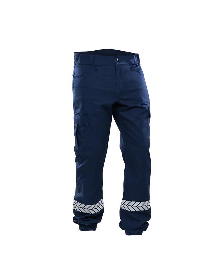 Pantalon avec Bande HV / Sécurité Privée / SSIAP / Sécurité incendie / Noir et Bleu Marine. GK PRO.