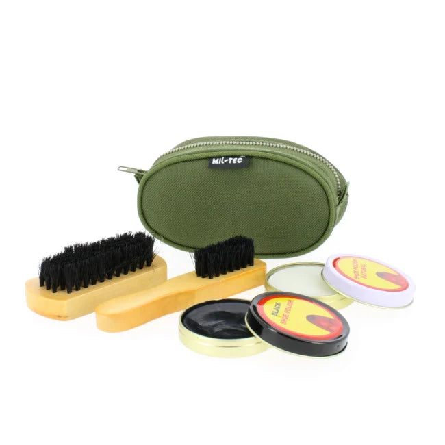 Kit de cirage / Chaussure / Entretien / Vert Olive. MILTEC.
