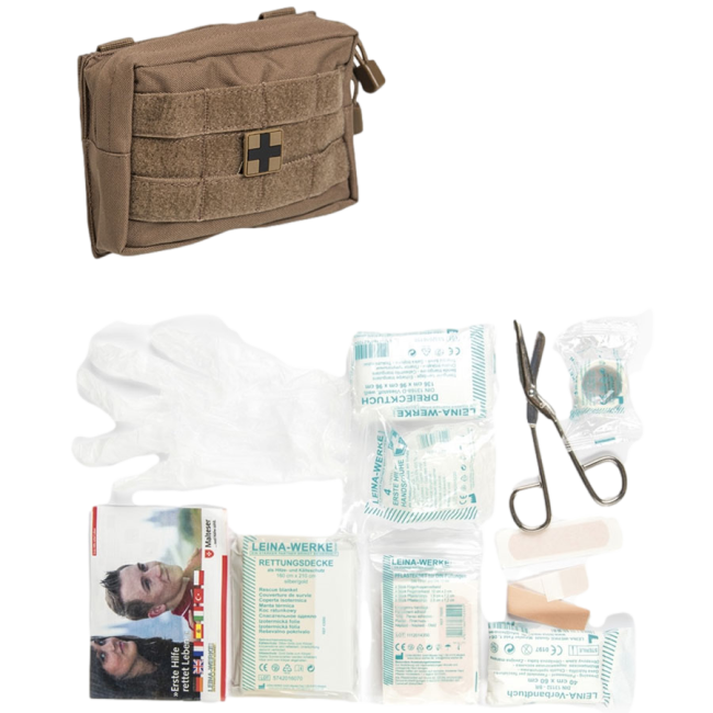 Pochette tactique / Pouch Médic / IFAK / LEINA / 25 pièces / Sable. MILTEC.
