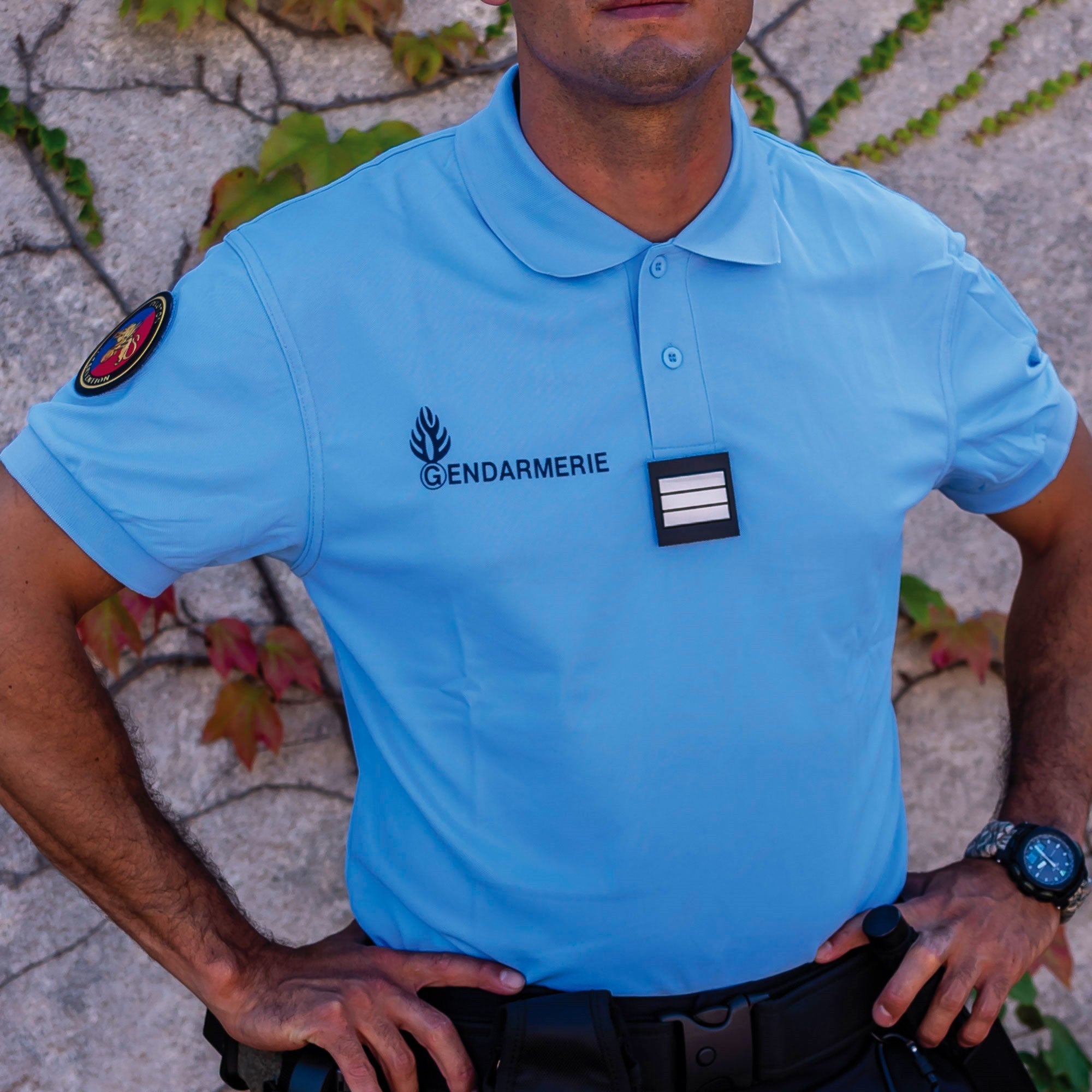 Polo Gendarmerie / Cool Dry / Manche courte / Bleu. DCA OPEX.