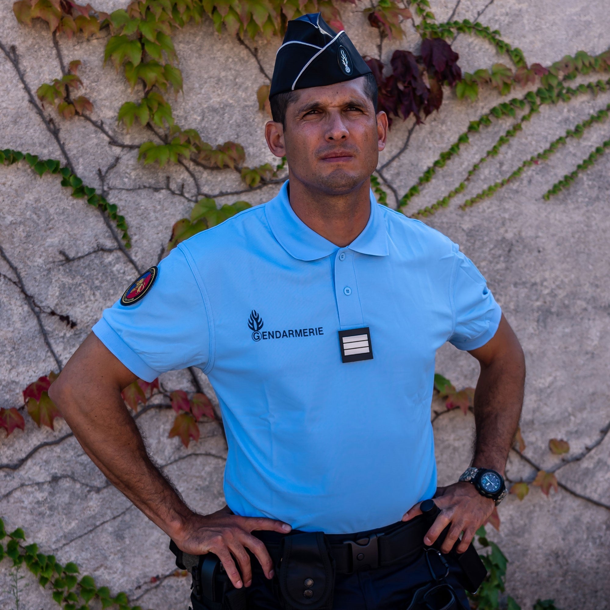 Polo Gendarmerie / Cool Dry / Manche courte / Bleu. DCA OPEX.