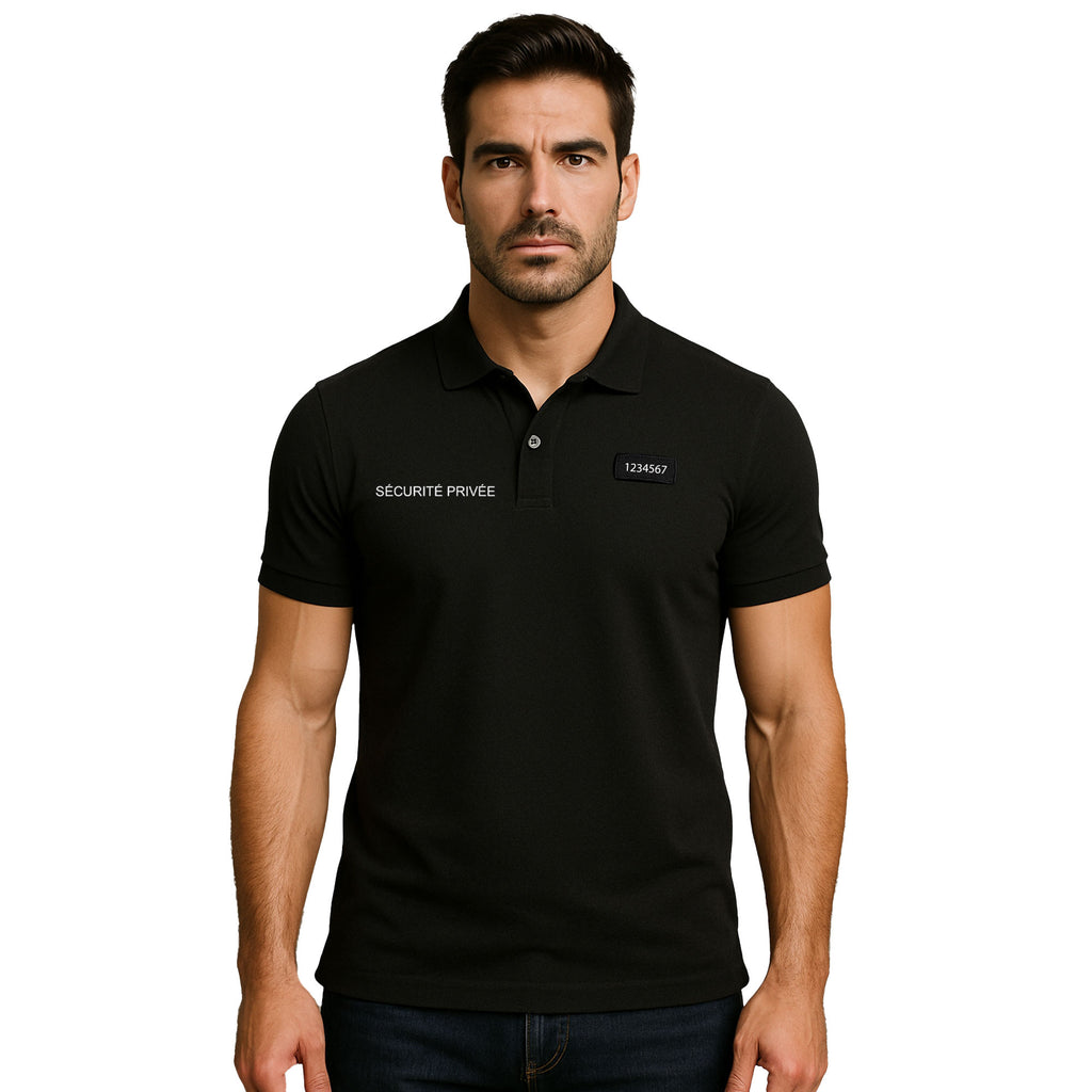 Polo Sécurité Privée Rétro réfléchissant nouvelles normes / Noir. OPEX DCA.