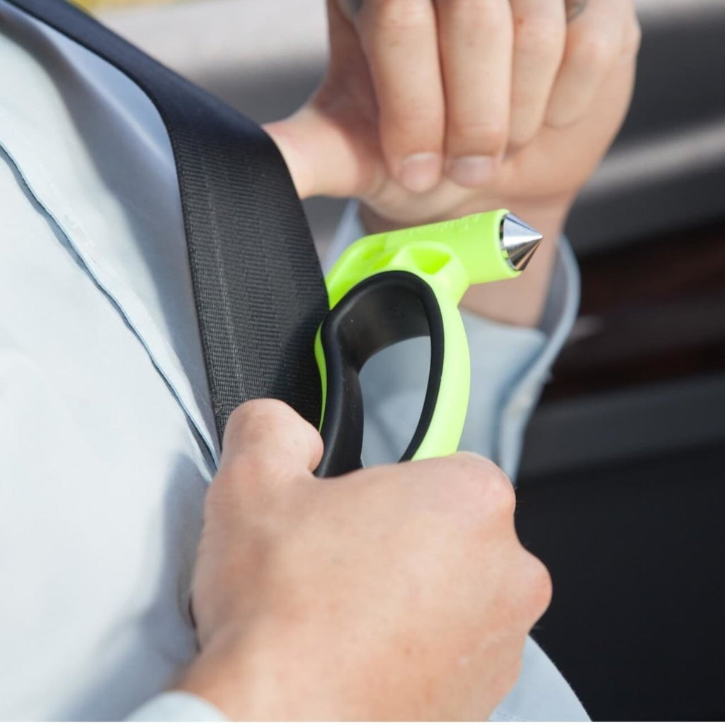 Marteau brise vitre / Coupe Sangle / Urgence / Jaune.