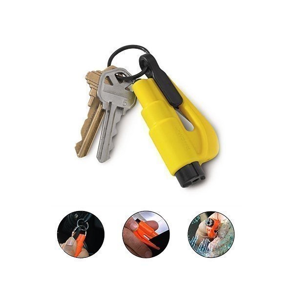 Brise vitre, coupe sangle / Porte clés / Urgence / Orange.