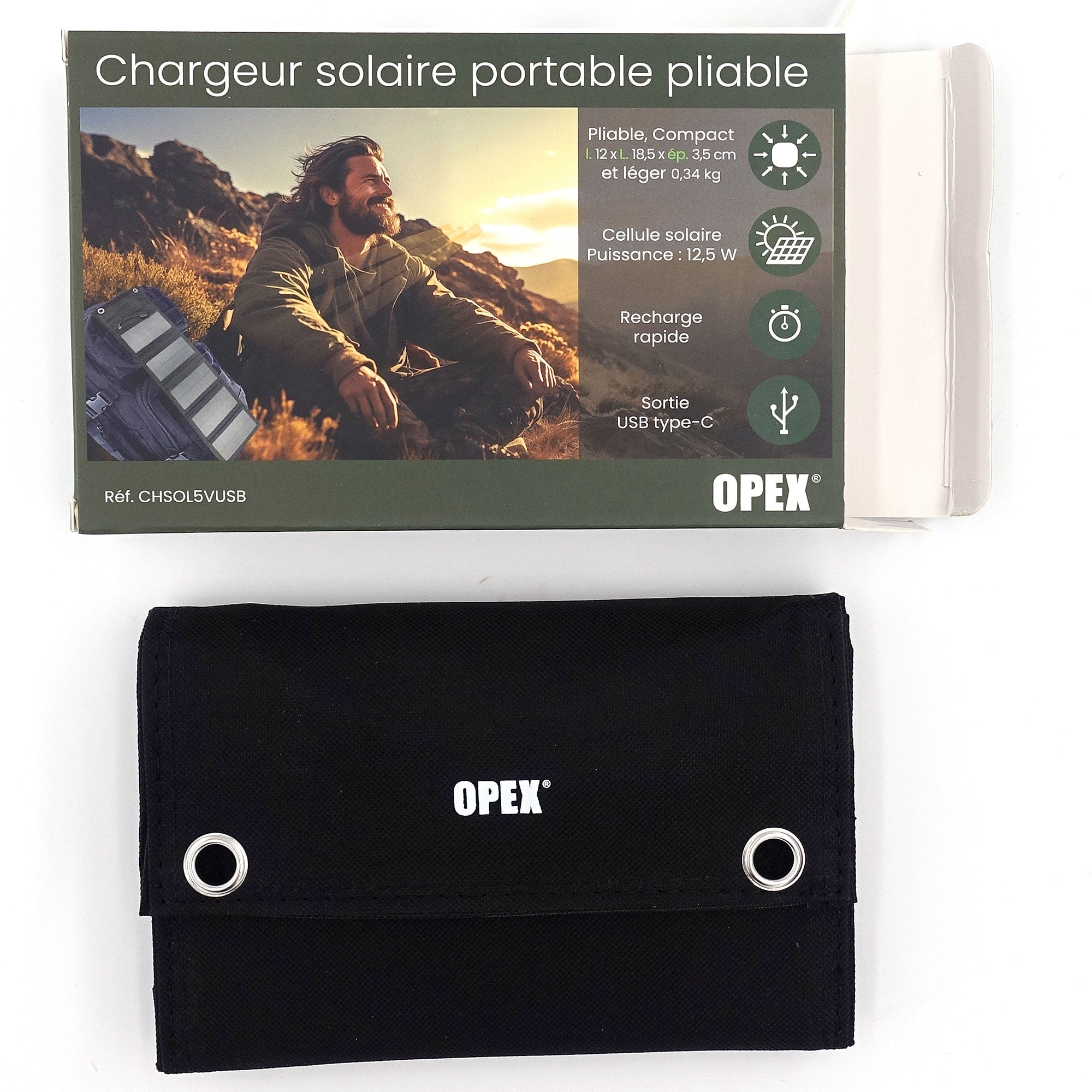 Chargeur Solaire / Téléphone / Noir. DCA OPEX.