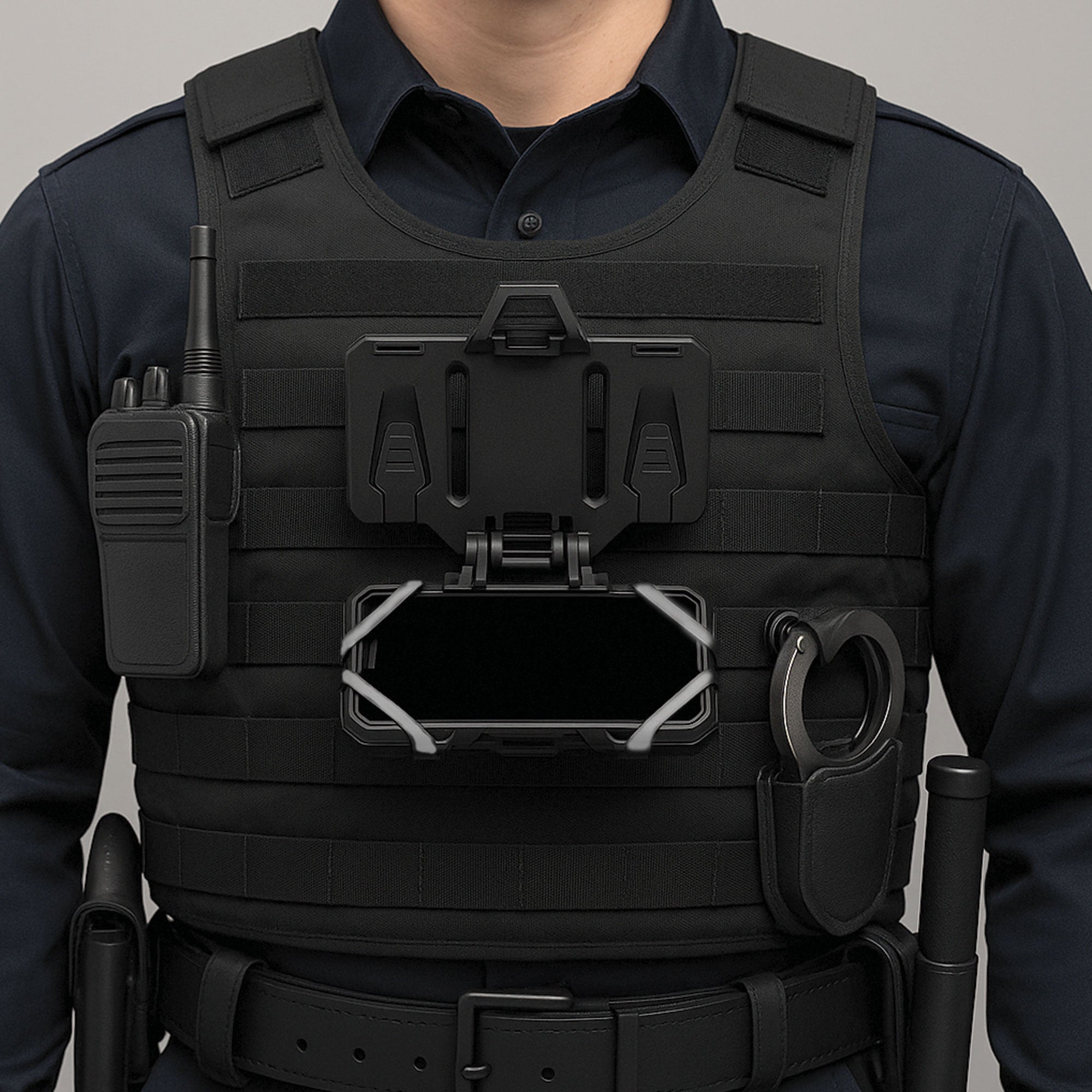 Support tactique Téléphone portable pour gilet tactique / Noir. DCA OPEX.