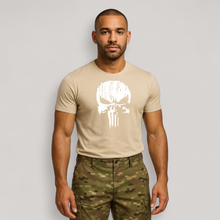 T-shirt manche courte Punisher Blanc / Sable, TAN. SUMMIT OUTDOOR.