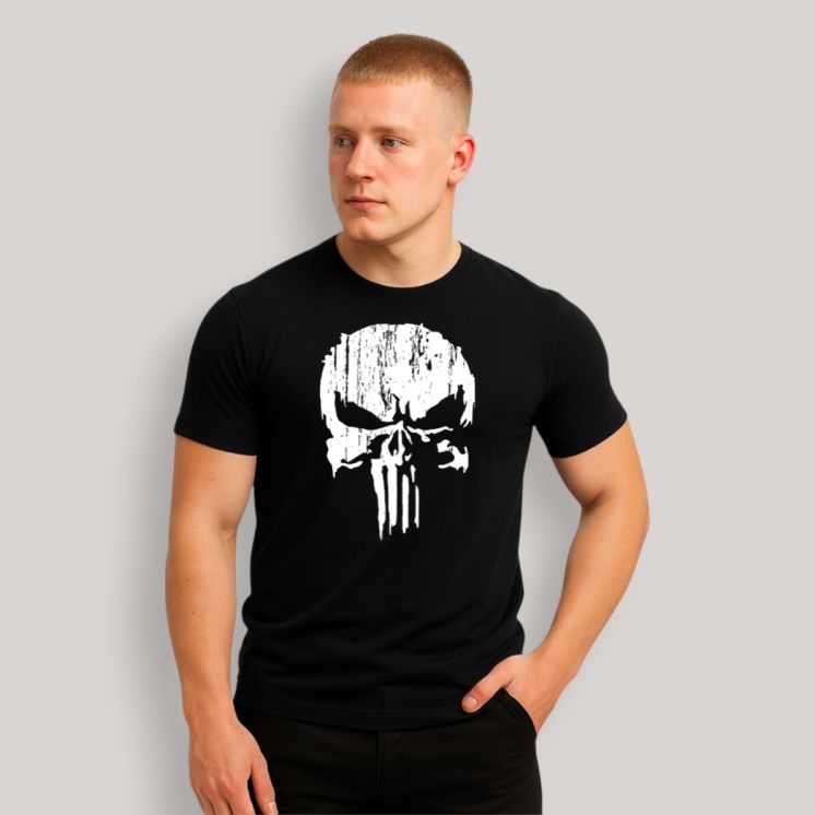 T-shirt manche courte Punisher Blanc / Noir. SUMMIT OUTDOOR.