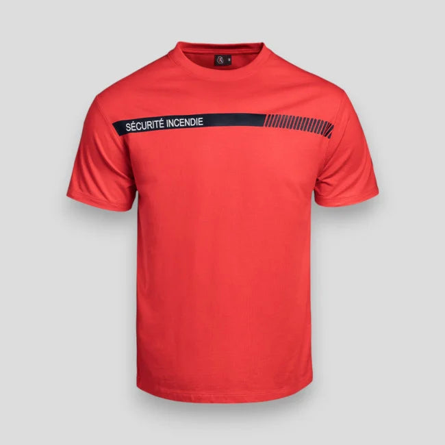T-shirt SÉCU-ONE Sécurité Incendie rouge.