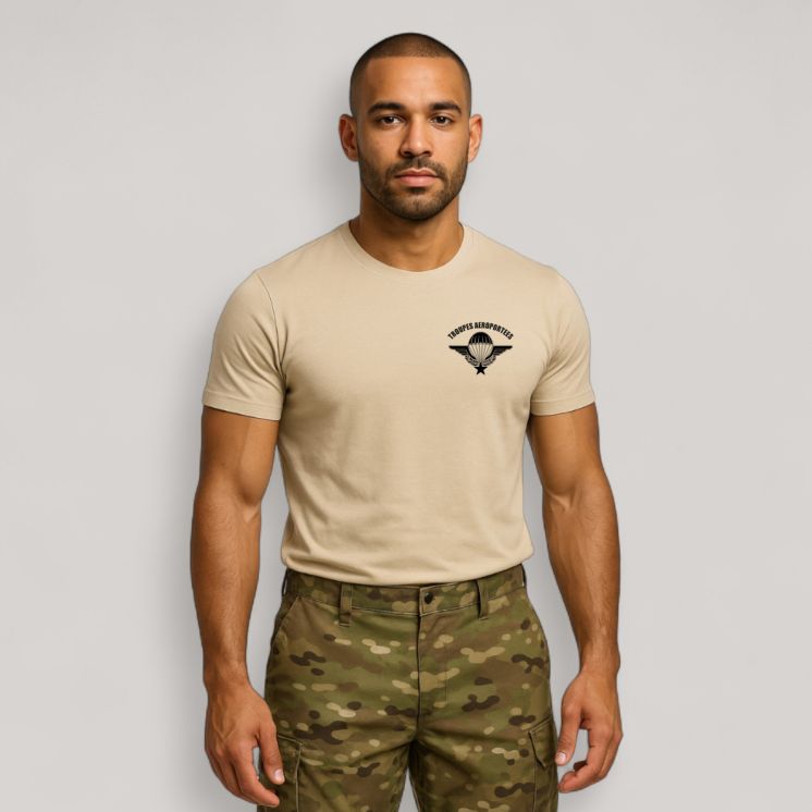T-shirt manche courte Troupes Aéroportées Sable / TAN. SUMMIT OUTDOOR.