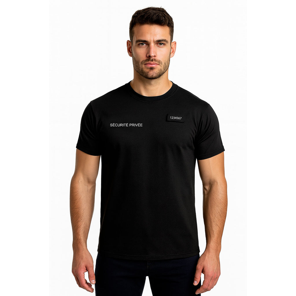 T-shirt Sécurité Privée rétro réfléchissant nouvelles normes / Noir. OPEX DCA.