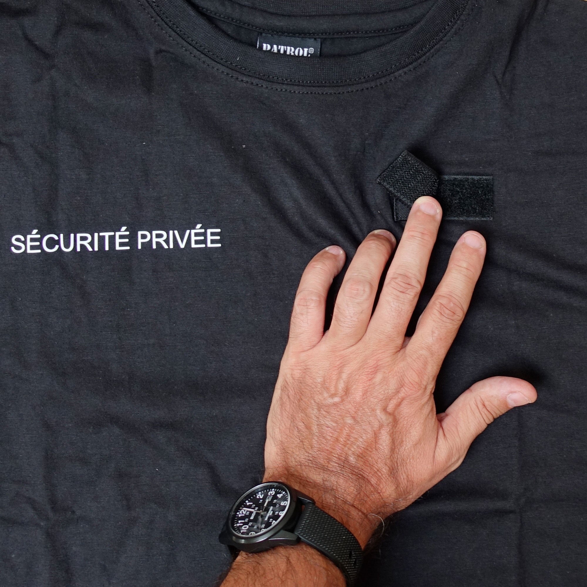 T-shirt Sécurité Privée rétro réfléchissant nouvelles normes / Noir. OPEX DCA.