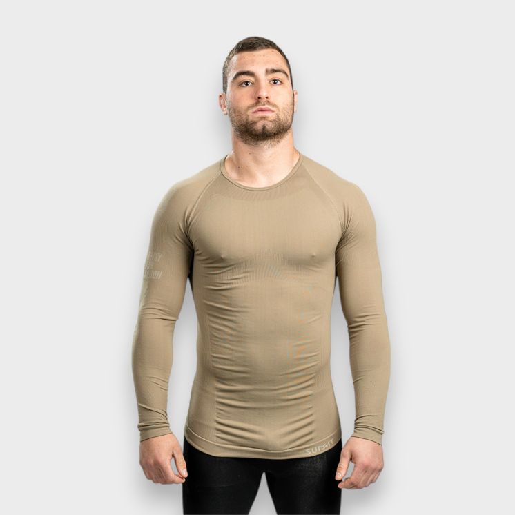Baselayer / Haut "Atacama" / +10°, -10° / Thermique / T-shirt manche longue / Sable. SUMMIT OUTDOOR.