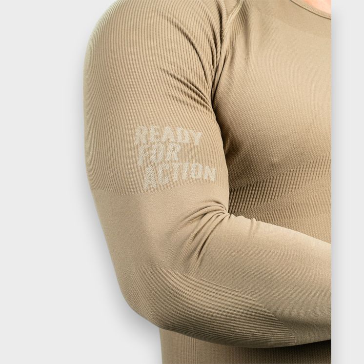 Baselayer / Haut "TAIGA" / Grand froid / T-shirt manche longue / Sable. SUMMIT OUTDOOR.