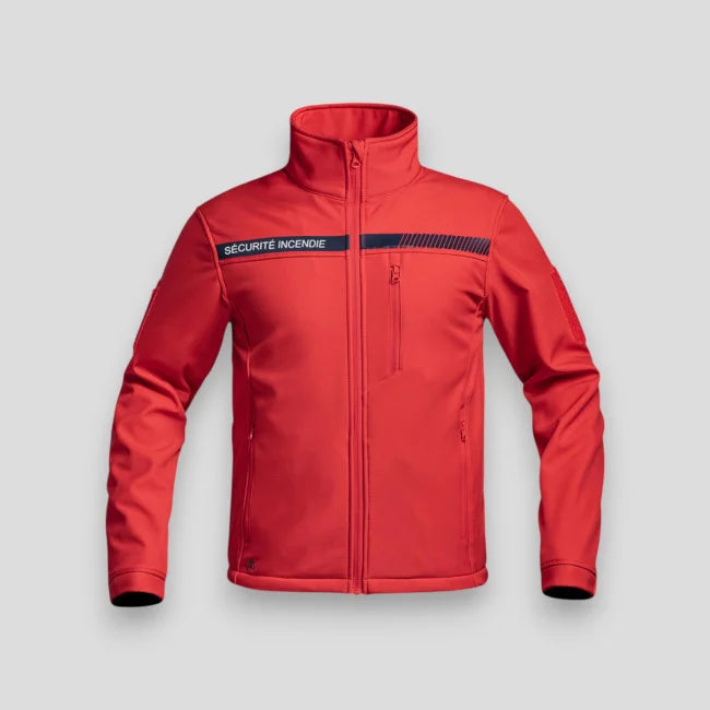 Veste Softshell SÉCU-ONE Sécurité Incendie rouge.